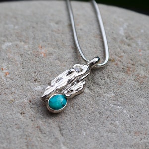 Turquoise pendant necklace, silver pendant, Straw cast pendant image 10