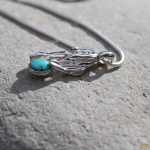 Turquoise pendant necklace, silver pendant, Straw cast pendant image 7