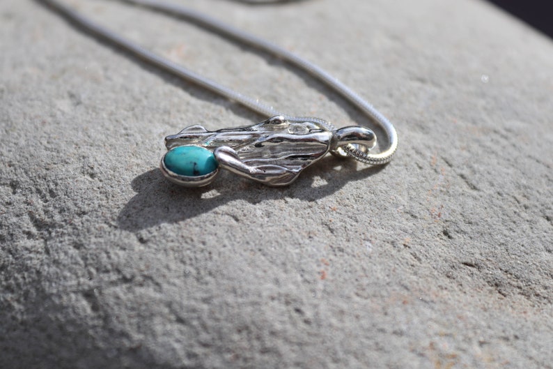 Turquoise pendant necklace, silver pendant, Straw cast pendant image 7