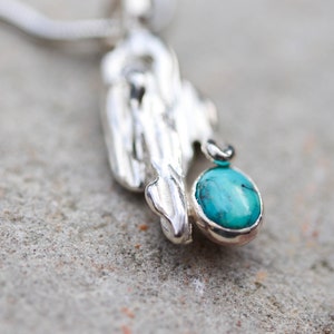 Turquoise pendant necklace, silver pendant, Straw cast pendant image 6