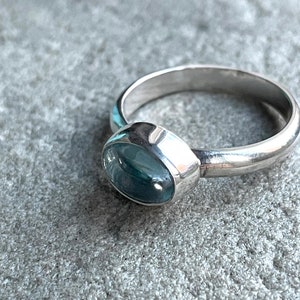 Blue Topaz ring, Topaz stacking ring, droplet stacking ring