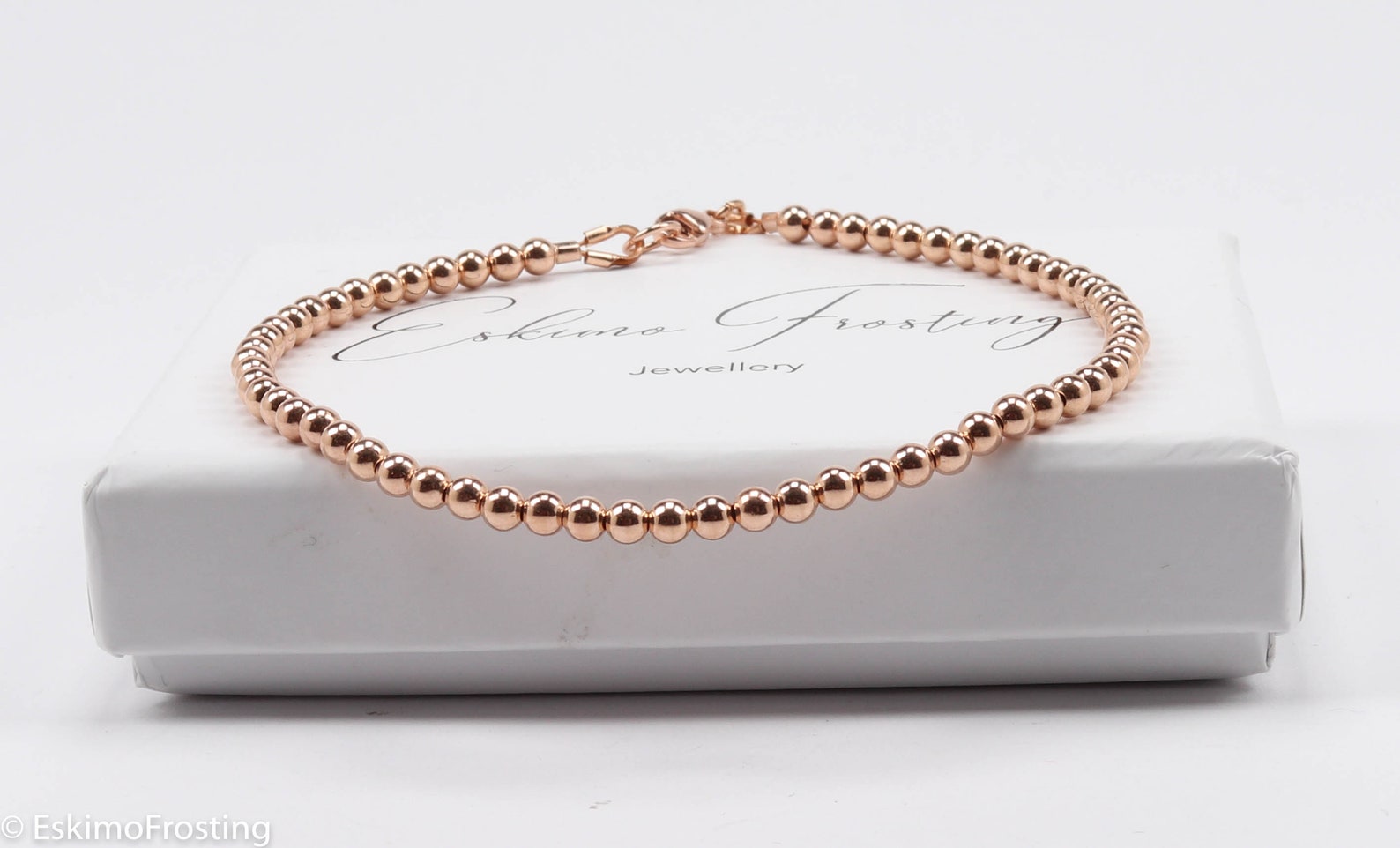 Rose Gold Bead Bracelet Rose Gold Stacking Bracelet Rose Etsy