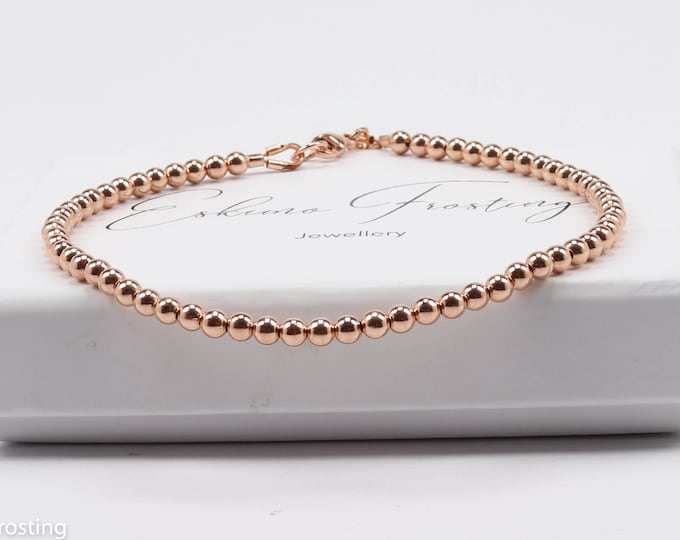 Rose Gold Bead Bracelet Rose Gold Stacking Bracelet Rose Etsy