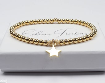 Gold bead bracelet/ Star bracelet / Gold bead star bracelet