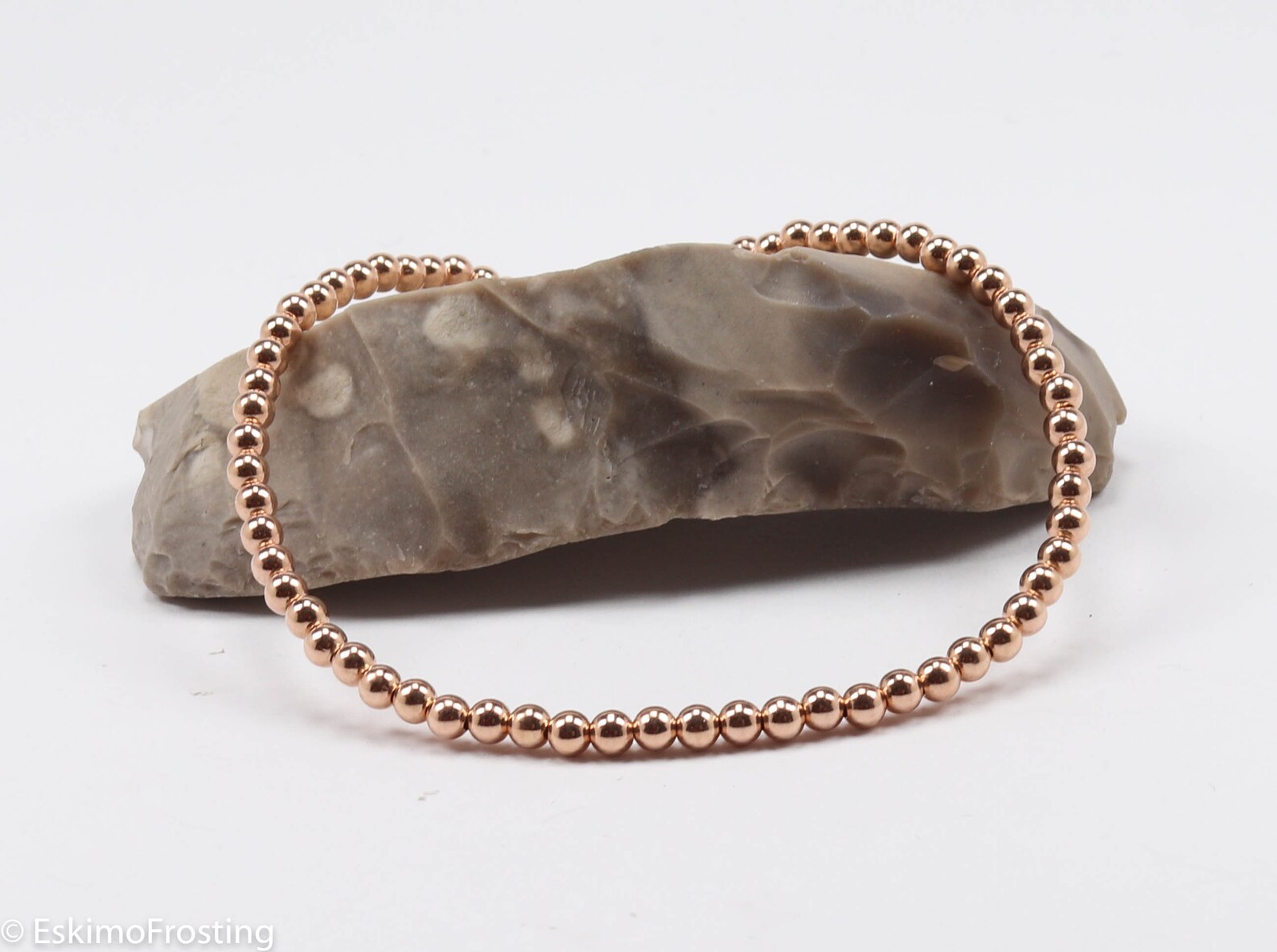 Rose Gold Bead Bracelet Rose Gold Stacking Bracelet Rose Etsy