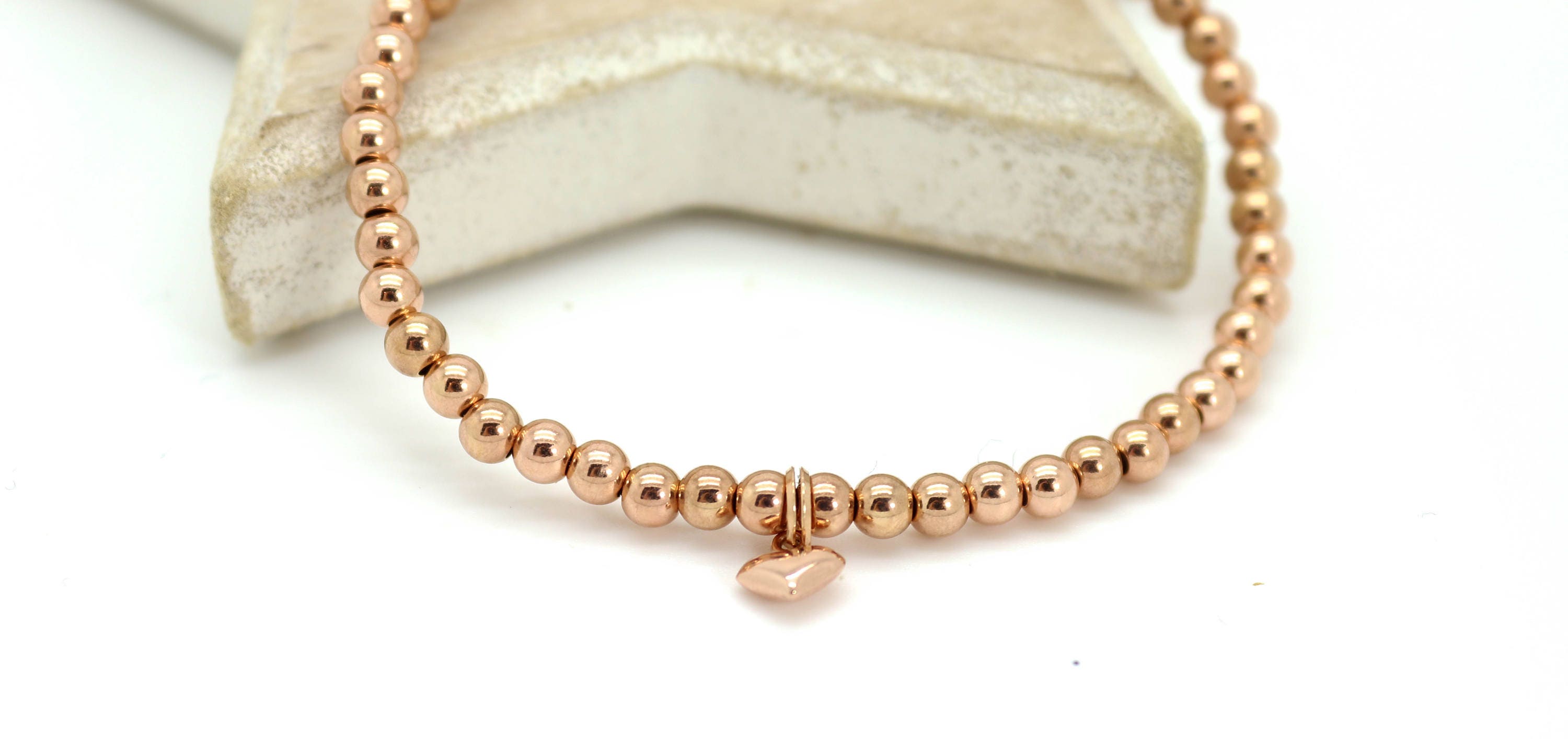 Rose Gold Bracelet Rose Gold Bead Bracelet Rose Gold Vermeil Etsy UK