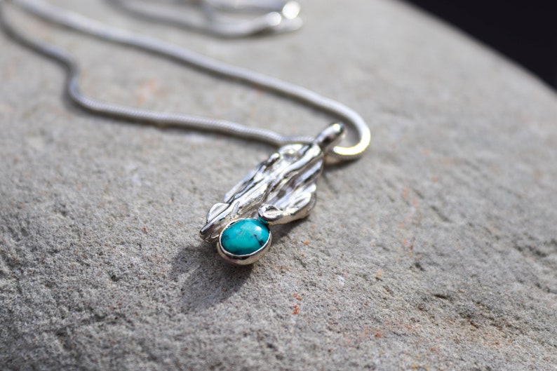 Turquoise pendant necklace, silver pendant, Straw cast pendant image 1