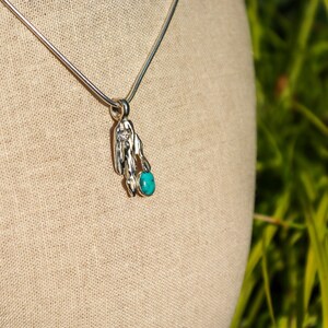 Turquoise pendant necklace, silver pendant, Straw cast pendant image 9