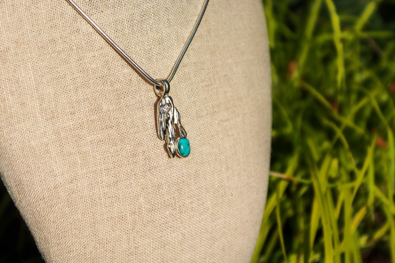 Turquoise pendant necklace, silver pendant, Straw cast pendant image 9