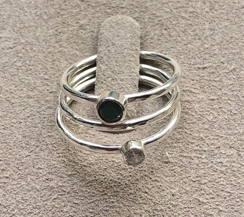 Stacking Rings / Black Diamond Stacking Ring / Black and White | Etsy UK