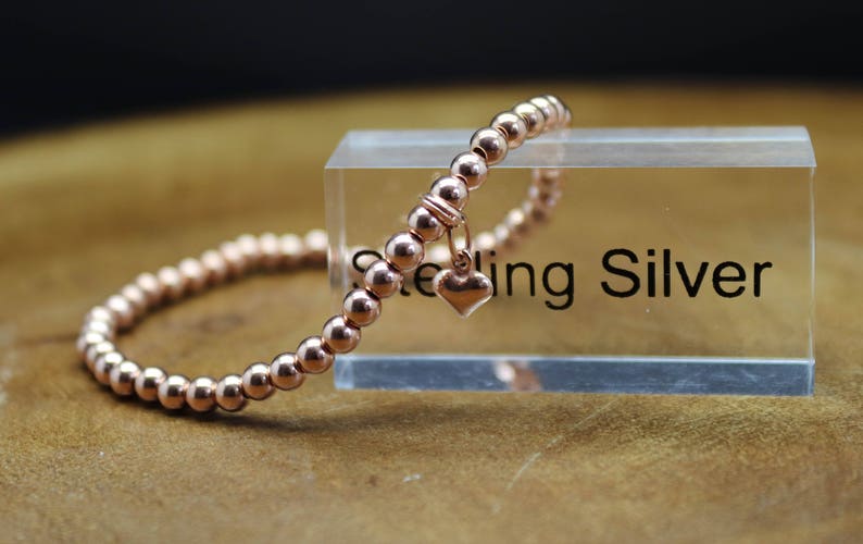 Rose Gold Bracelet Rose Gold Bead Bracelet Rose Gold Vermeil Etsy UK