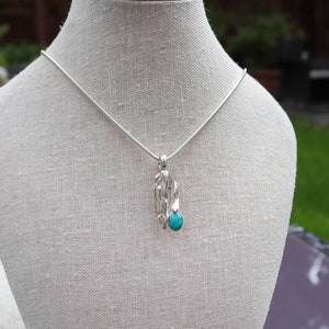 Turquoise pendant necklace, silver pendant, Straw cast pendant image 8