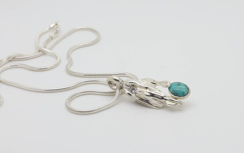 Turquoise pendant necklace, silver pendant, Straw cast pendant image 4