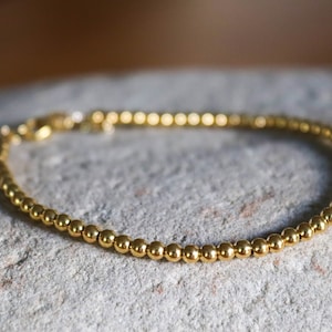 Gold Vermeil Bead Bracelet: Minimalist Stacking Jewelry
