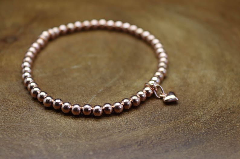 Rose Gold Bracelet Rose Gold Bead Bracelet Rose Gold Vermeil Etsy UK