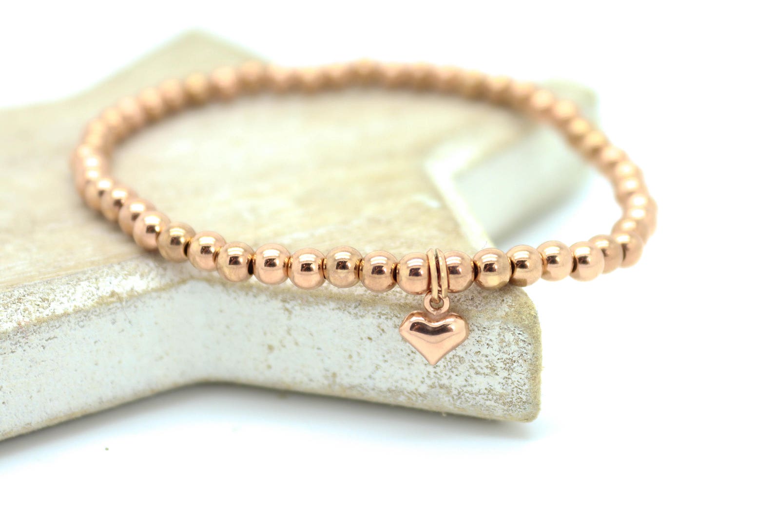 Rose Gold Bracelet Rose Gold Bead Bracelet Rose Gold Vermeil Etsy UK