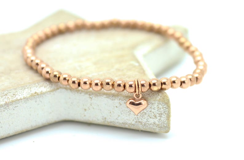 Rose Gold Bracelet Rose Gold Bead Bracelet Rose Gold Vermeil Etsy UK