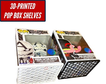 Honeycomb Floating Shelves for Funko Pop Boxes | Box Display Shelf | Fits Soft or Hard Cases or Box only | Screws included