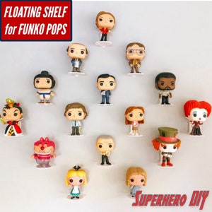 Superhero DIY® Pop Floating Shelves for 4" Figures | Comes with command strips! No Screws No Drilling | Funko Pop Floating Stand