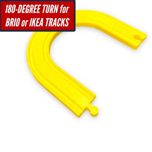 180 Degree Turn compatible with IKEA or BRIO Wooden Train Track | 3D-printed enhancement for Train Set | Turn piece for train track
