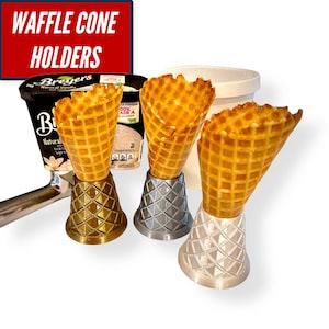 Waffle Cone Stands! Ice Cream Cone Holder Stands shaped like Waffle Cones! Perfect decor for ice cream scooping or ice cream party