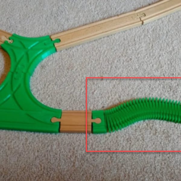 Flexible Track Connector Piece compatible with Brio or Wooden Train Track | 3D-printed enhancement for Wooden Train Set