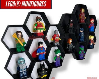 7-CELL Honeycomb Wall Display for LEGO® Minifigures | Organize 7 Minifigs for easy display