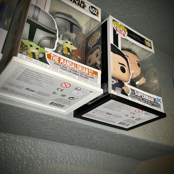 Superhero DIY® Floating Shelves for Funko Pop Box | Open Bottom Wall Mount Display Shelf | Fits soft display case or hard protectors