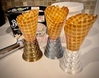 Waffle Cone Stands! Ice Cream Cone Holder Stands shaped like Waffle Cones! Perfect decor for ice cream scooping or ice cream party