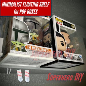 Minimalist Open Bottom Floating Shelf for Funko Pop Boxes | Fits Soft or Hard Protectors | Easy Wall Mount with Screws or Command Strips