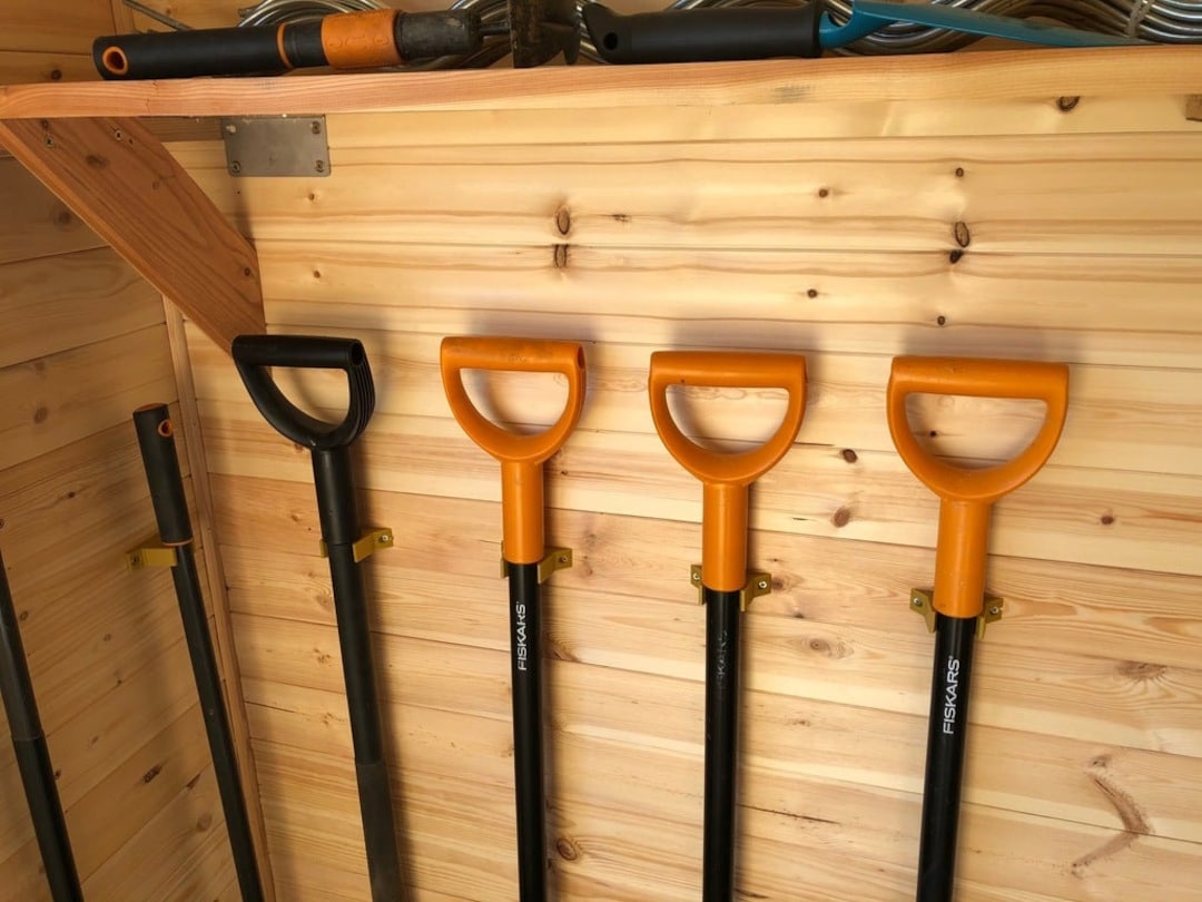 Garden Tool Wall Mount Yard Tool Holders for Fiskar Shovels, Rakes, Etc