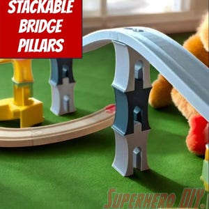 Bridge Pillar Stackable compatible with IKEA or BRIO Wooden Train Track | 3D-printed enhancement for Train Set