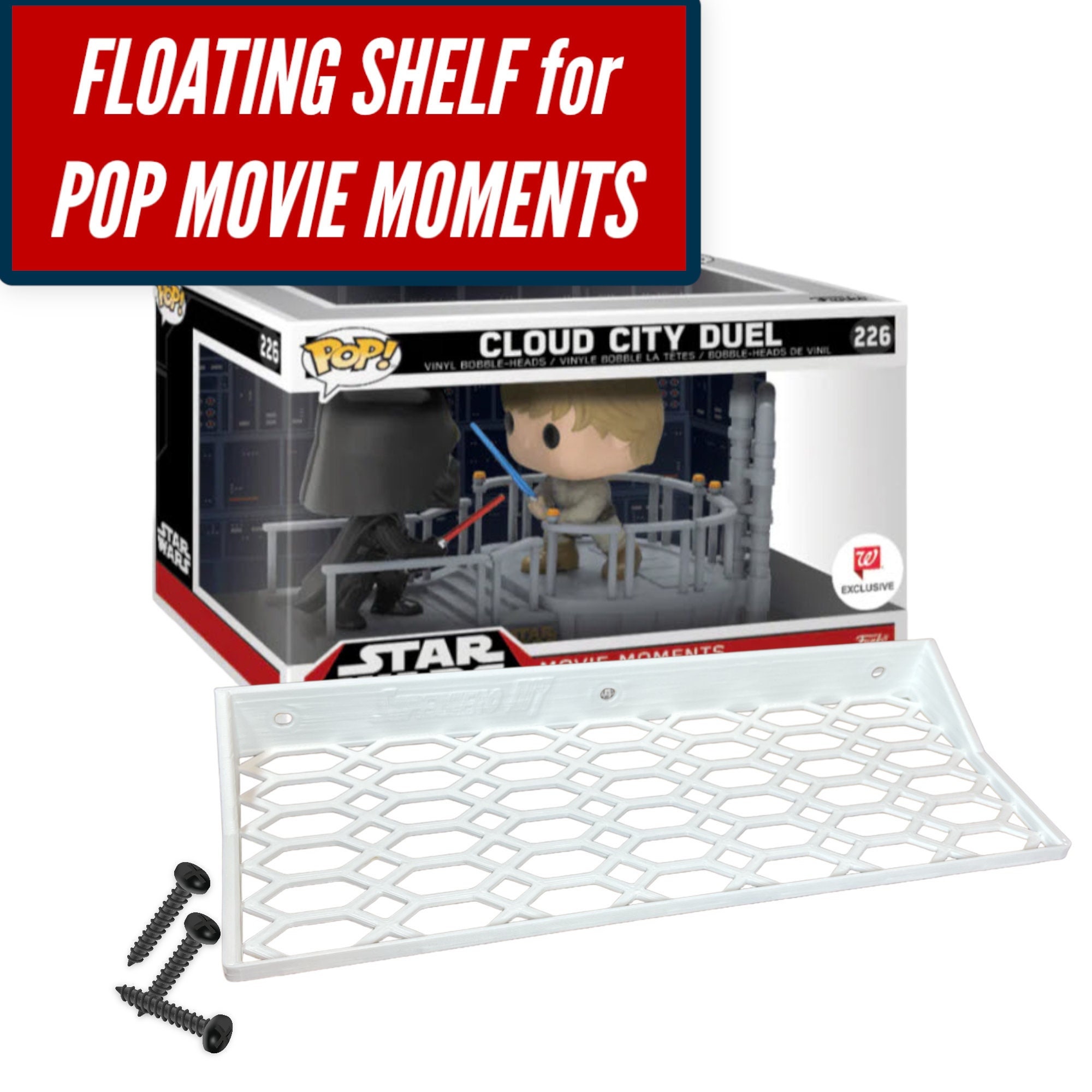 Superhero DIY® Pop Movie Moments Floating Shelf for 10W X 5.75D Movie Scene  Funko Box Display Wall Mount Includes Mounting Screws 