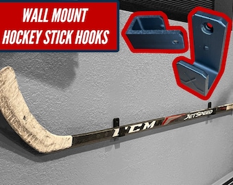 Wall Mount Hockey Stick Hanger | Mount your stick on the wall | Horizontal Ice Hockey Stick Hanger | Comes with screws or Command strips!