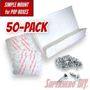 50-Pack Simple Funko Pop Box Wall Mount Simple Figure Display Shelf | Includes command strips OR screws! | Bulk pack
