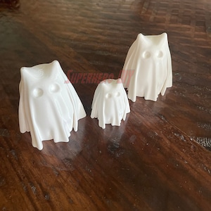 Cat Ghost Halloween Decoration - Cute 3D-Printed Kitty in a Sheet - Available in Multiple Sizes and Colors
