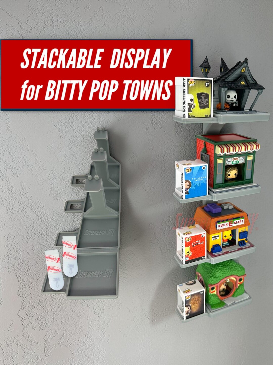 Stackable Towns STACKABLE Floating Shelf for Bitty Pop Towns | Easily Display Your ...