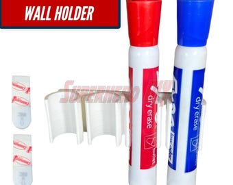 Dry Erase Marker Holder | Wall Mount 4 or 8 Dry Erase Markers or similar size markers | Comes with command strip!