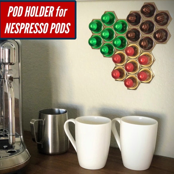 Honeycomb Holder for ORIGINAL Nespresso Coffee Pods Includes Command Strip  Each Holds 7 ORIGINAL Capsules Wall Mount Holder 