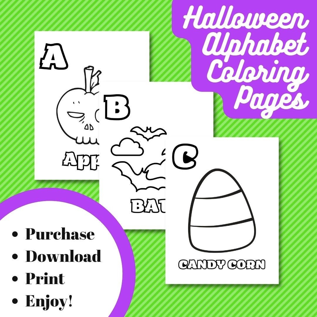 Halloween Alphabet Coloring Pages Halloween Abcs Coloring - Etsy