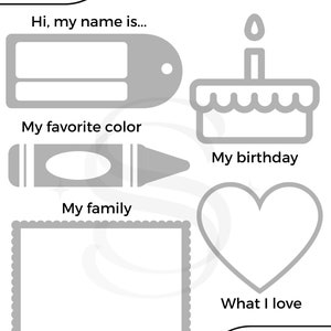 All About Me Preschool Worksheet, Back to School Activity Sheet, Coloring Pages, Printable, Digital Download