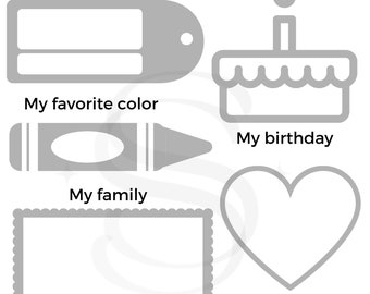 All About Me Preschool Worksheet, Back to School Activity Sheet, Coloring Pages, Printable, Digital Download