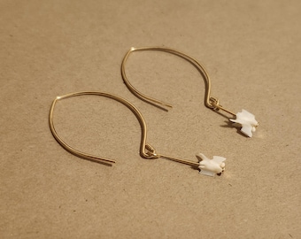Real Gold Plated Green Mamaba Vertebrae Dangle Earrings