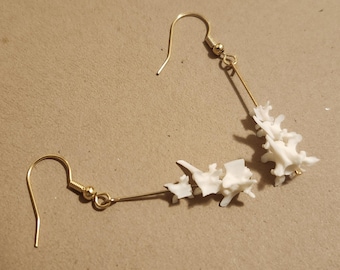 Real Western Diamondback Rattlesnake Vertebrae Gold Plated Dangle Earrings