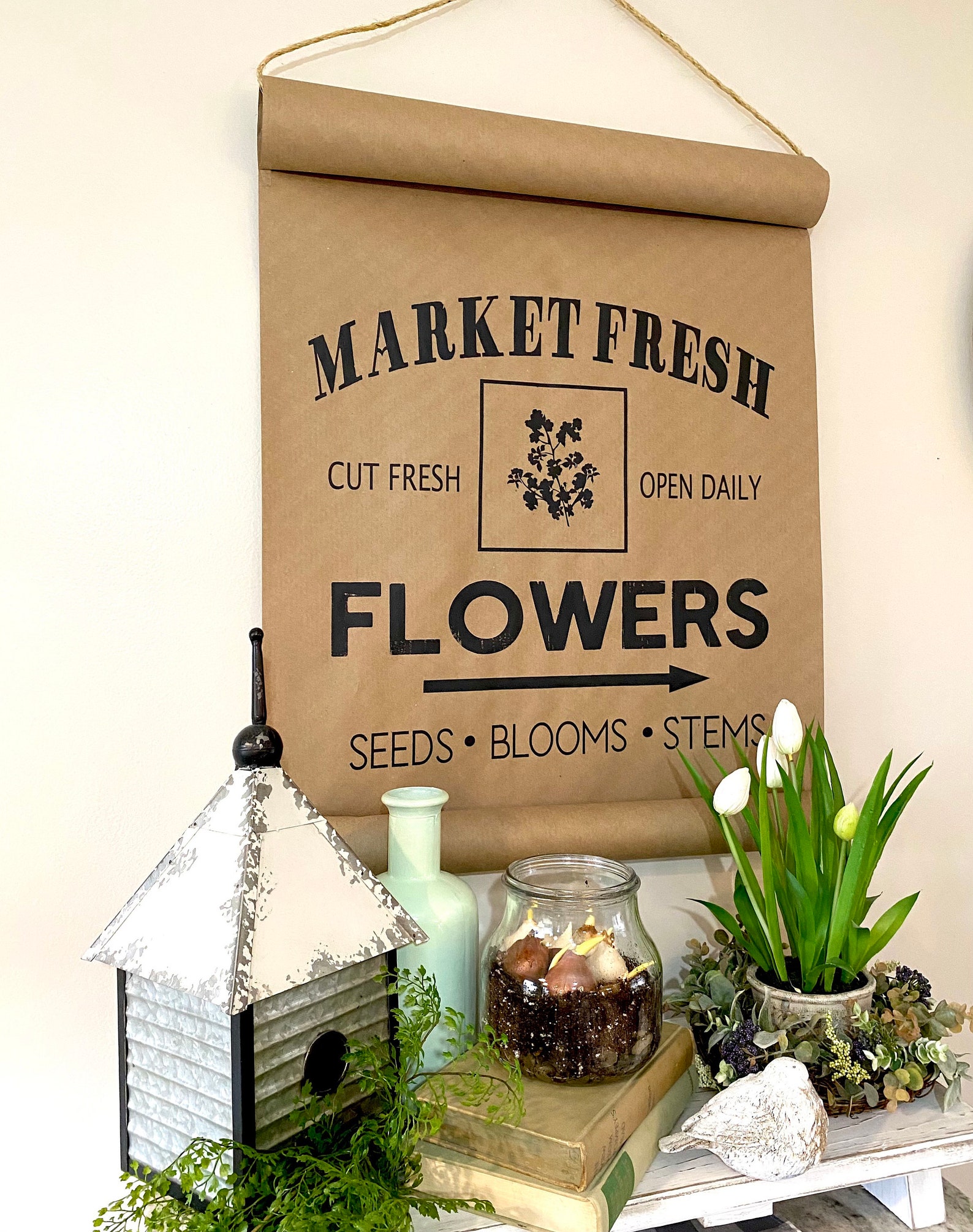 Wall Hanging Scroll Spring Decor spring wall hanging Etsy