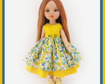 Pattern and phototuorial of a dress for a Paola Reina doll. PDF, made of cotton fabric