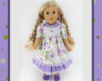 PDF Dress for doll AG 18 " purple, made of cotton fabric