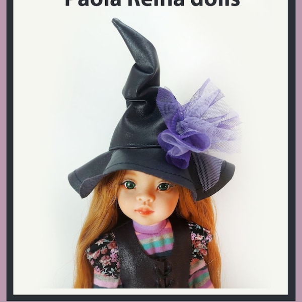 PDF pattern  Witch hat for a Little Darling doll and Paola Reyna for a head with a diameter of 22-24 cm, made of cotton fabric