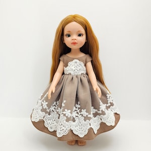 Clothes dress for dolls Paola Reina hand-sewn from cotton and guipure