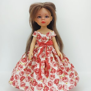 Clothes dress for dolls Paola Reina hand-sewn from cotton and lace